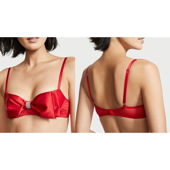 Victoria's Secret Other - Victoria's Secret Wicked Unlined Bow Balconette Push-Up Bra Lipstick 36C NWT